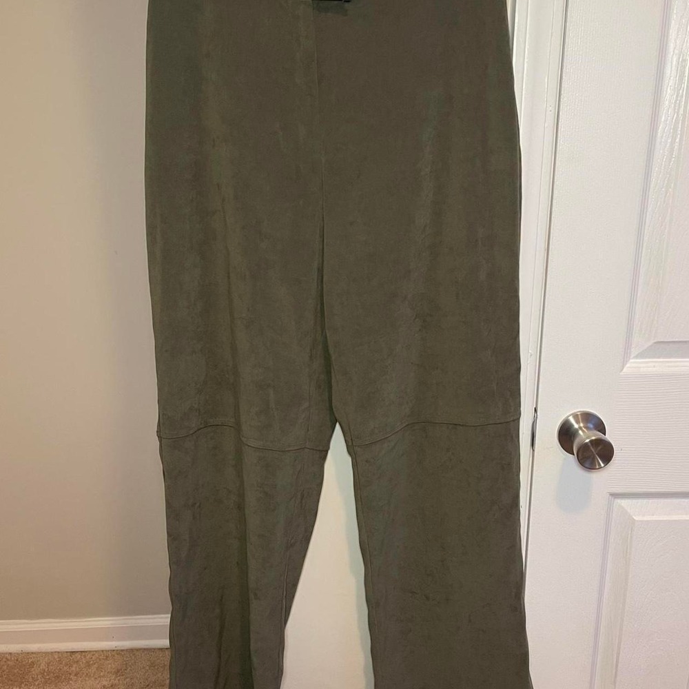 White Stag Forest Knight Olive Green Faux Suede Straight Leg Pants Womens 12